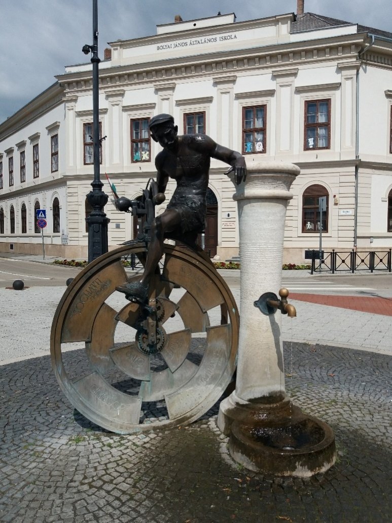 Sister cities statue on Erszébet tér Nagykanizsa Hungary