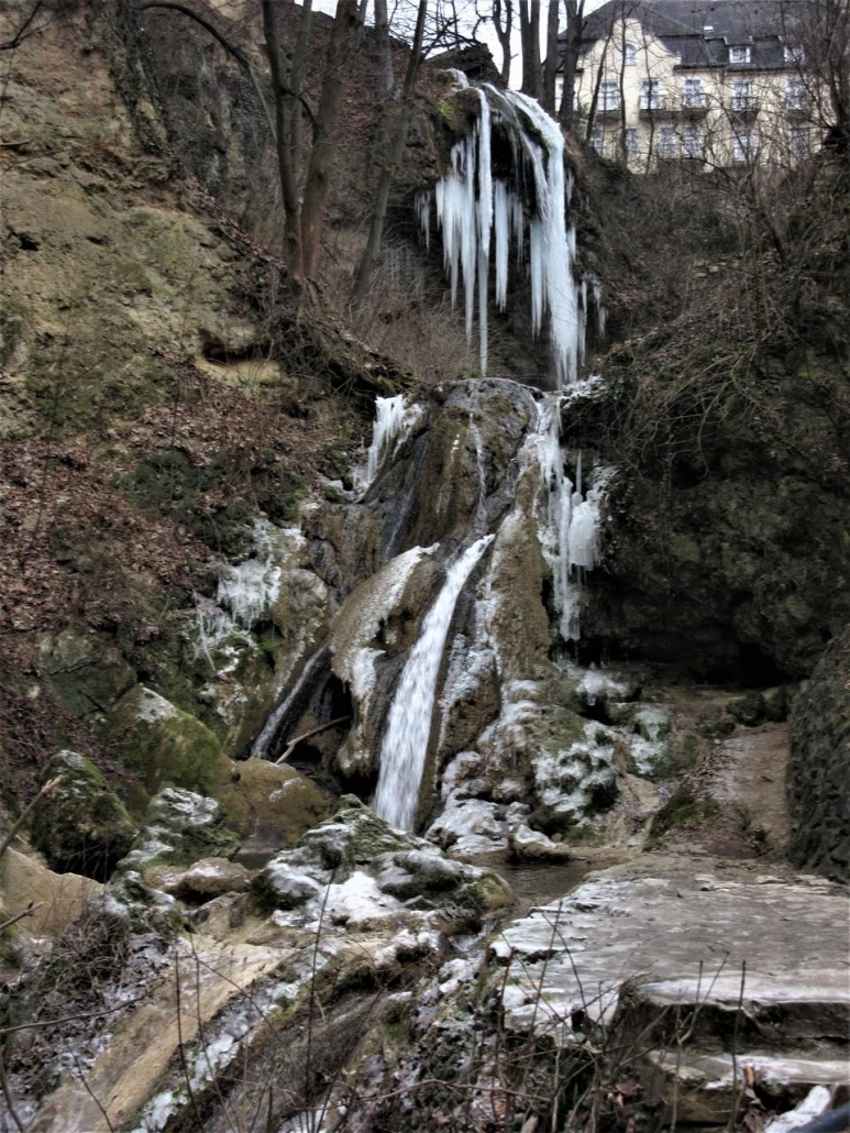 Frozen waterfall at the Hungest Palota Lillafüred