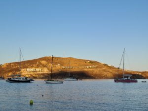 Sunlight on the hills of livadi, Serifos, Greece
