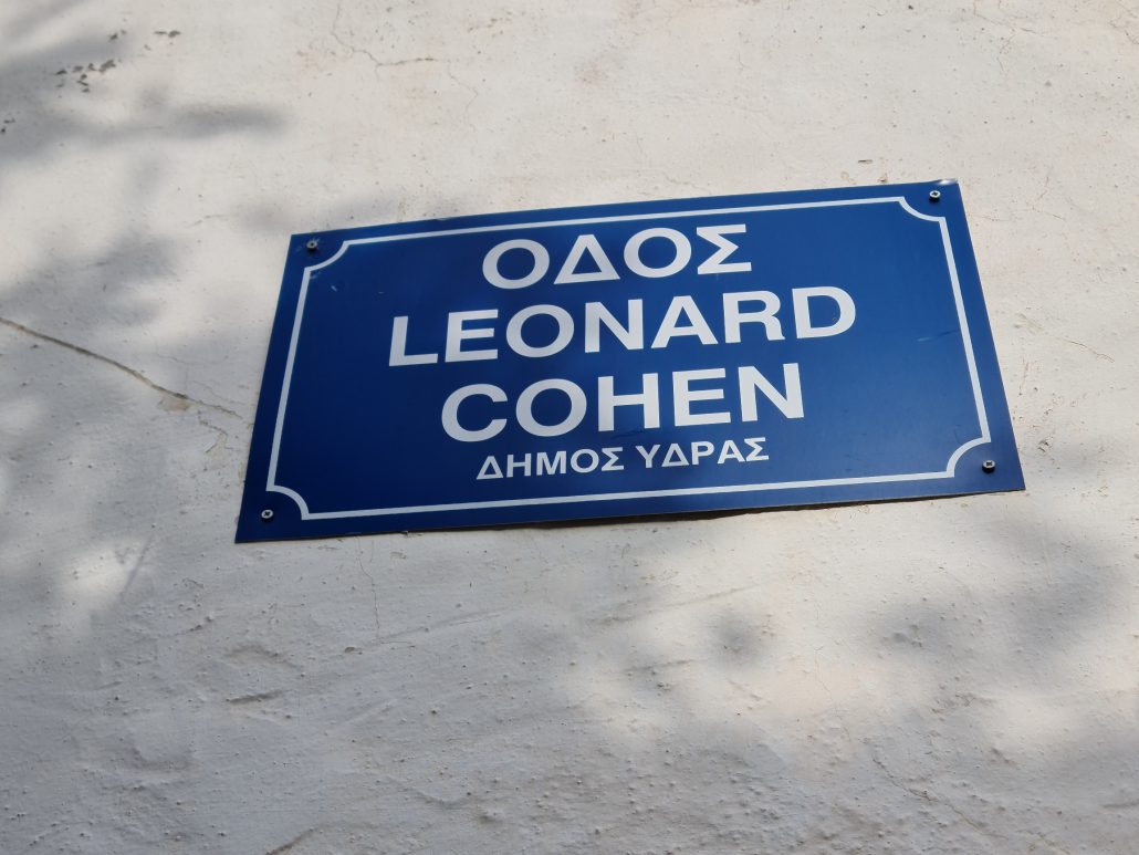 Sign show Leonard Cohen Street in Hydra