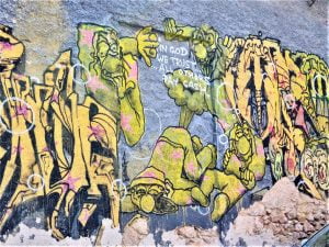 Athens graffiti - in God we Trust - everyone else pays cash