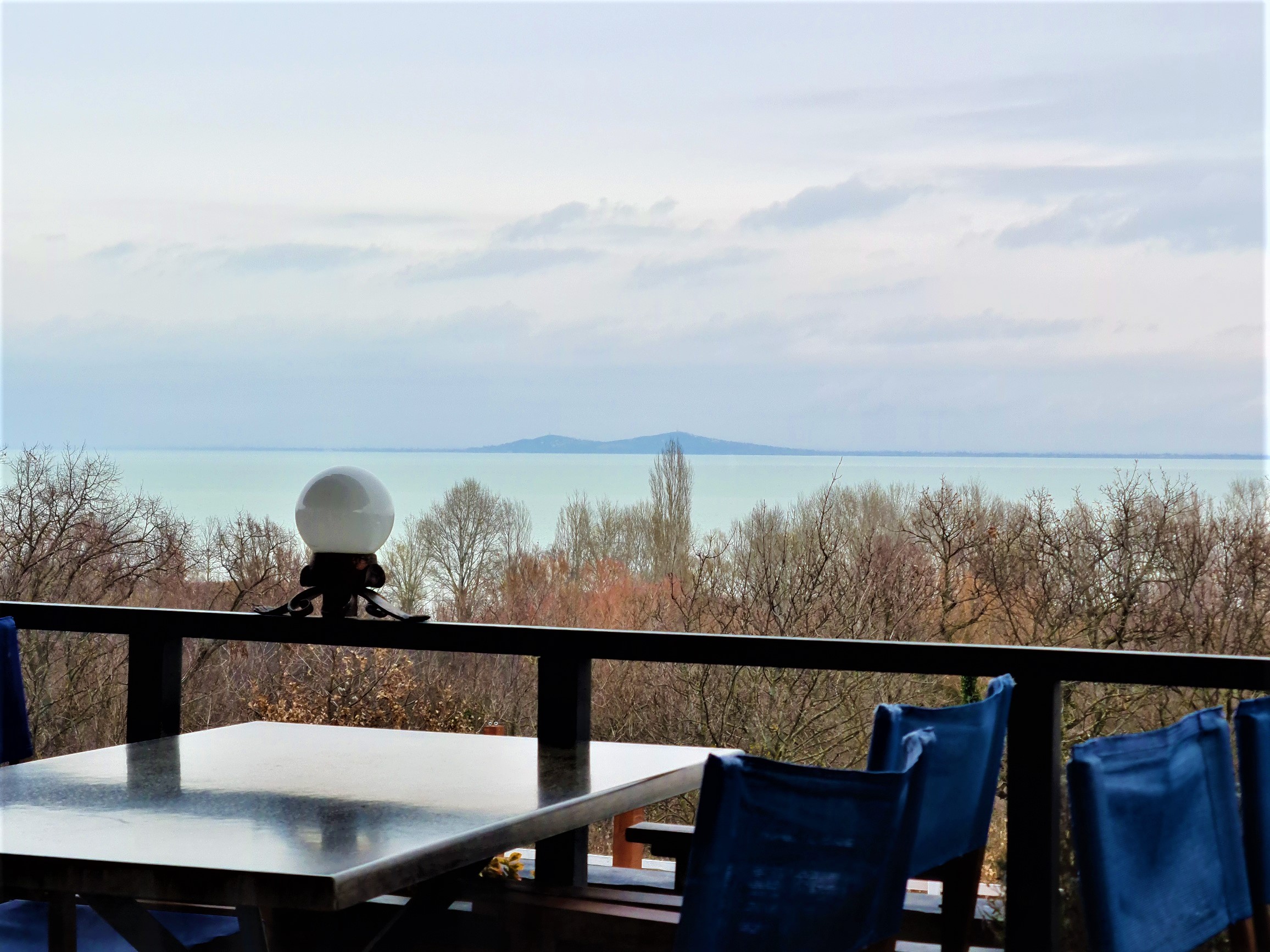 View over the Balaton from Interior of Hold és Csillag restaurant in Balatongyörök