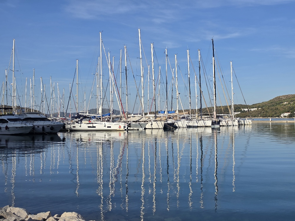 Marina with sail boats by day